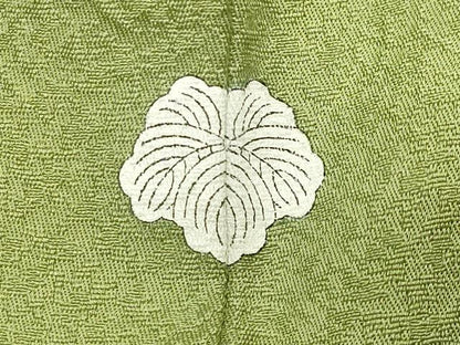 平和屋着物●上質な色無地　舞花地紋　青丹色　正絹　逸品　CABD8939gh