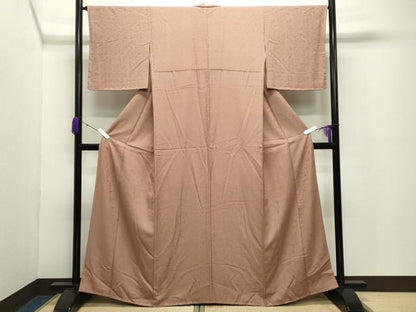 平和屋着物●上質な色無地　桐竹鳳凰地紋　ときがら茶色　正絹　逸品　未使用　CABD8941gh