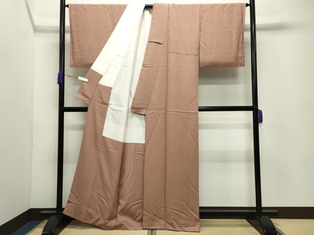 平和屋着物●上質な色無地　桐竹鳳凰地紋　ときがら茶色　正絹　逸品　未使用　CABD8941gh