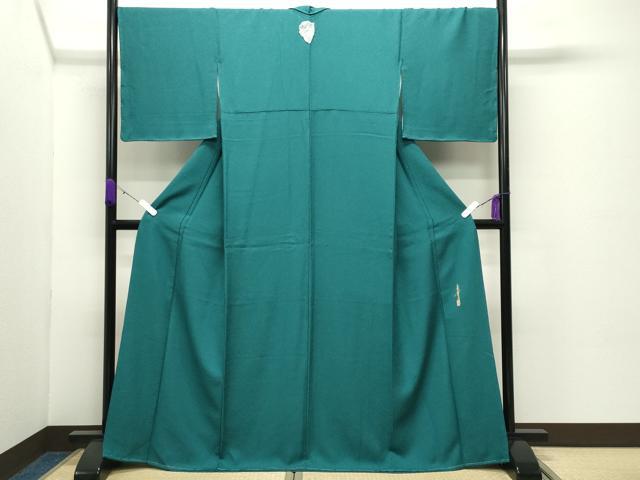 平和屋着物●本草木染作家　瑞寶　色無地　紋意匠　木賊色　正絹　逸品　未使用　CABD8942gh