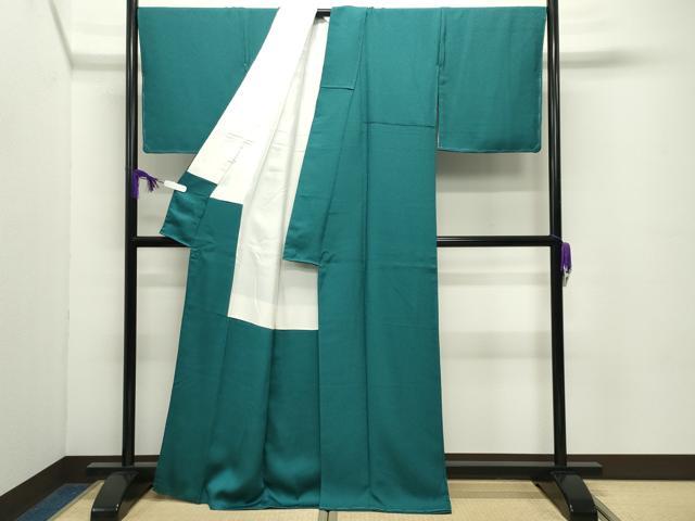 平和屋着物●本草木染作家　瑞寶　色無地　紋意匠　木賊色　正絹　逸品　未使用　CABD8942gh