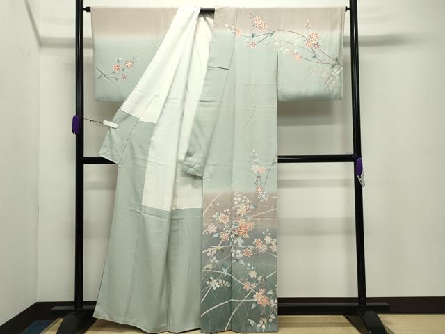 平和屋着物●訪問着　草花文　暈し染め　金彩　正絹　逸品　CABD8943gh