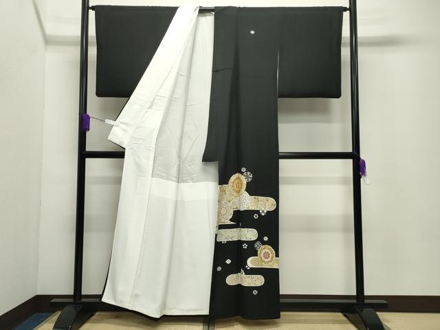 平和屋着物●豪華黒留袖　作家物　駒刺繍　正倉院花唐草文　金彩　ほてい屋扱い　正絹　逸品　CABD8947gh