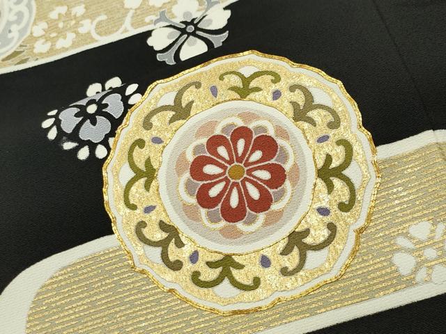 平和屋着物●豪華黒留袖　作家物　駒刺繍　正倉院花唐草文　金彩　ほてい屋扱い　正絹　逸品　CABD8947gh