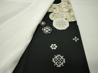 平和屋着物●豪華黒留袖　作家物　駒刺繍　正倉院花唐草文　金彩　ほてい屋扱い　正絹　逸品　CABD8947gh