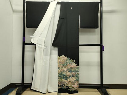 平和屋着物●豪華黒留袖　友禅　作家物　御所解松竹梅文　正絹　逸品　CABD8948gh