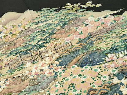 平和屋着物●豪華黒留袖　友禅　作家物　御所解松竹梅文　正絹　逸品　CABD8948gh
