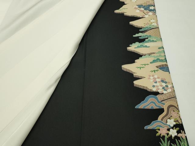平和屋着物●豪華黒留袖　友禅　作家物　御所解松竹梅文　正絹　逸品　CABD8948gh