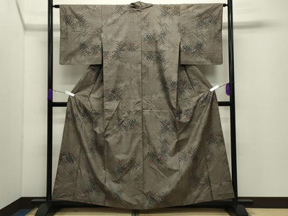 平和屋着物●本場大島紬　9マルキ　草花文　正絹　逸品　CABD8949gh
