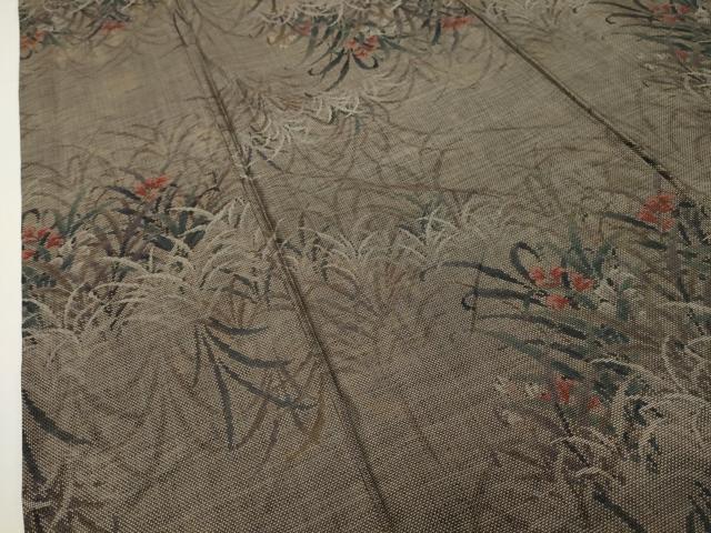 平和屋着物●本場大島紬　9マルキ　草花文　正絹　逸品　CABD8949gh