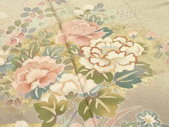 平和屋着物●訪問着　作家物　駒刺繍　舞蝶花文　暈し染め　金彩　正絹　逸品　CABD8952gh