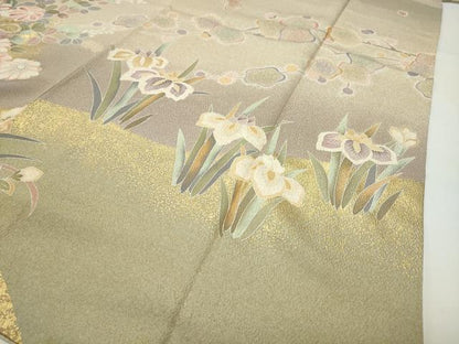 平和屋着物●訪問着　作家物　駒刺繍　舞蝶花文　暈し染め　金彩　正絹　逸品　CABD8952gh