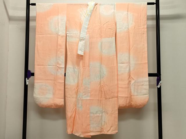 平和屋着物●振袖用長襦袢　無双仕立て　雲重ね御所車地紋　暈し染め　半衿刺繍　正絹　逸品　CABD8954gh