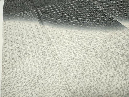 平和屋着物●訪問着　本場大島紬地　総刺繍　刺し子　吉祥横段文　正絹　逸品　CABD8956gh