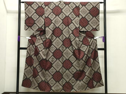 平和屋着物●本場大島紬　龍郷絣　正絹　逸品　CABD8957gh