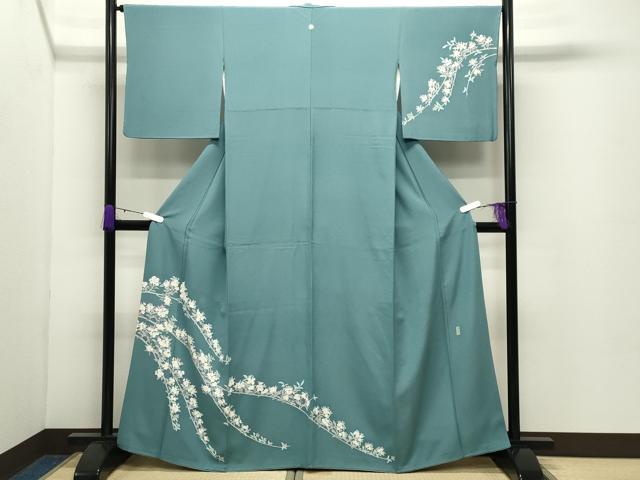 平和屋着物●本加賀友禅作家　寺西英樹　訪問着　枝花文　正絹　逸品　CABD8958gh