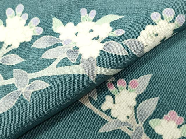 平和屋着物●本加賀友禅作家　寺西英樹　訪問着　枝花文　正絹　逸品　CABD8958gh