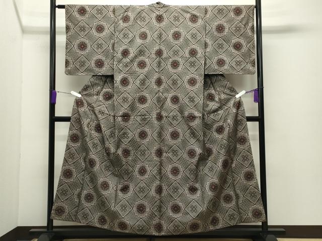 平和屋着物●本場大島紬　龍郷絣　正絹　逸品　CABD8959gh