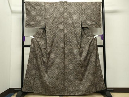 平和屋着物●本場大島紬　割り込み絣　菱吉祥丸文　正絹　逸品　未使用　CABD8960gh