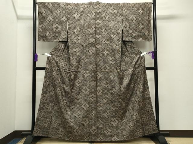 平和屋着物●本場大島紬　割り込み絣　菱吉祥丸文　正絹　逸品　未使用　CABD8960gh