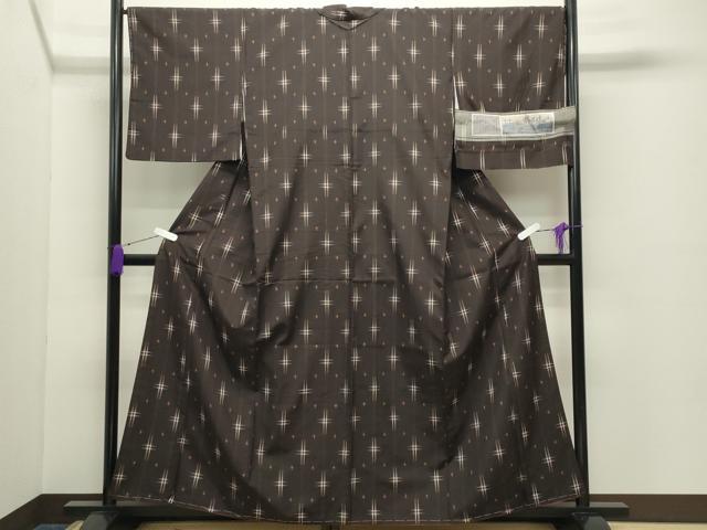 平和屋着物●上質な紬　越布琉　絣文様　証紙付き　正絹　逸品　CABD8961gh