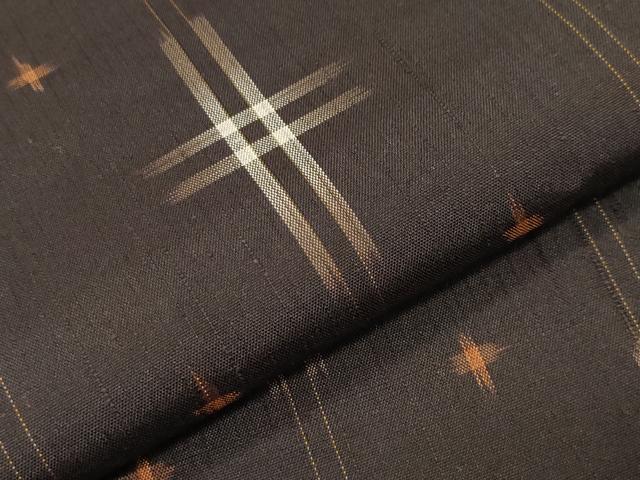 平和屋着物●上質な紬　越布琉　絣文様　証紙付き　正絹　逸品　CABD8961gh