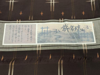 平和屋着物●上質な紬　越布琉　絣文様　証紙付き　正絹　逸品　CABD8961gh