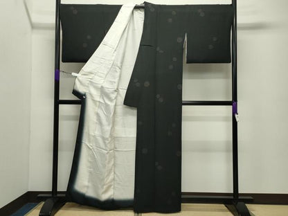 平和屋着物●上質な小紋　吉祥丸文　黒地　金彩　さが美扱い　正絹　逸品　CABD8963gh
