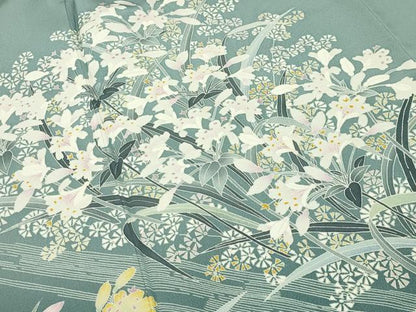 平和屋着物●豪華色留袖　友禅　作家物　草花文　暈し染め　正絹　逸品　CABD8964gh