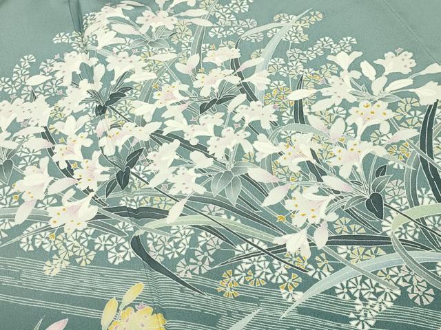 平和屋着物●豪華色留袖　友禅　作家物　草花文　暈し染め　正絹　逸品　CABD8964gh