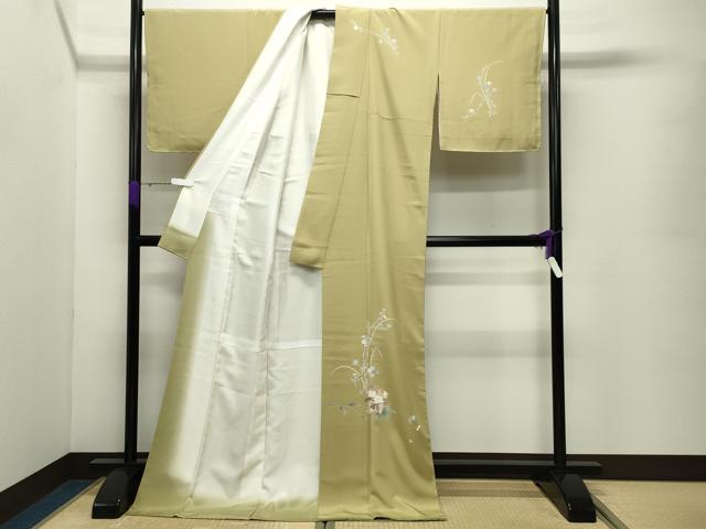 平和屋着物●訪問着　友禅　作家物　草花文　ロング丈　正絹　逸品　未使用　CABD8967gh