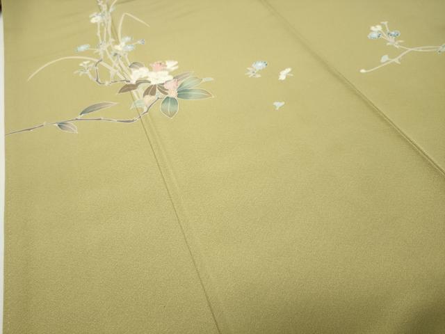 平和屋着物●訪問着　友禅　作家物　草花文　ロング丈　正絹　逸品　未使用　CABD8967gh