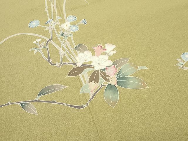 平和屋着物●訪問着　友禅　作家物　草花文　ロング丈　正絹　逸品　未使用　CABD8967gh