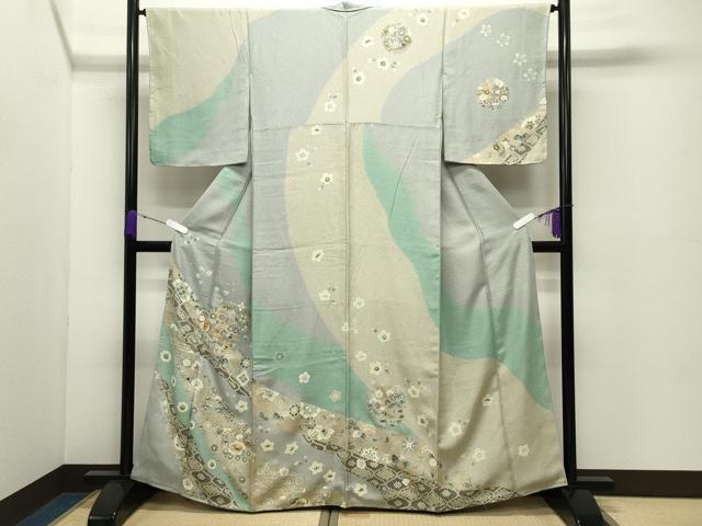 平和屋着物●訪問着　駒刺繍　雪輪重ね鳳凰花文　金彩　正絹　逸品　未使用　CABD8968gh