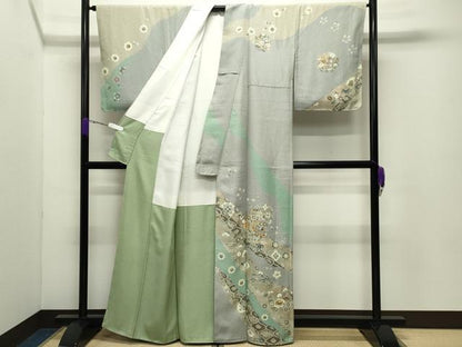 平和屋着物●訪問着　駒刺繍　雪輪重ね鳳凰花文　金彩　正絹　逸品　未使用　CABD8968gh
