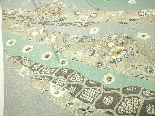 平和屋着物●訪問着　駒刺繍　雪輪重ね鳳凰花文　金彩　正絹　逸品　未使用　CABD8968gh