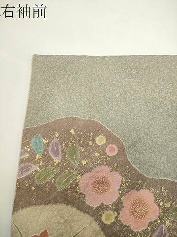 平和屋着物●訪問着　御所車花文　金彩　正絹　逸品　CABD8969gh