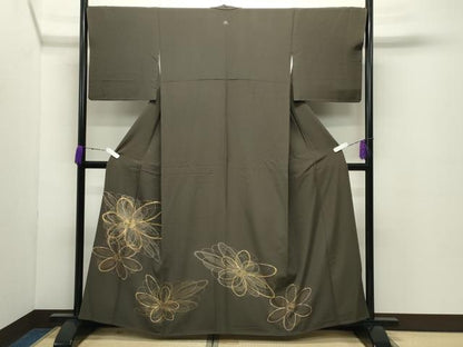 平和屋着物●豪華色留袖　駒刺繍　舞花文　金彩　正絹　逸品　CABD8971gh
