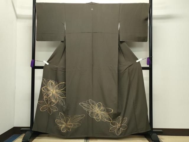 平和屋着物●豪華色留袖　駒刺繍　舞花文　金彩　正絹　逸品　CABD8971gh