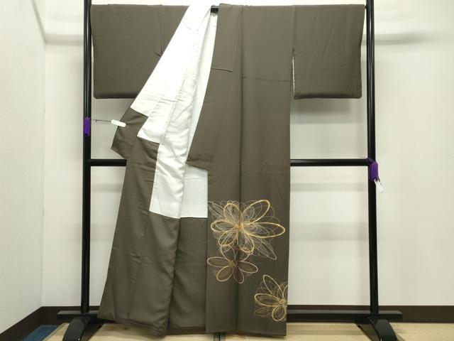 平和屋着物●豪華色留袖　駒刺繍　舞花文　金彩　正絹　逸品　CABD8971gh