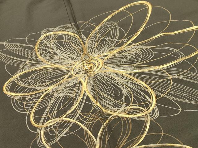 平和屋着物●豪華色留袖　駒刺繍　舞花文　金彩　正絹　逸品　CABD8971gh