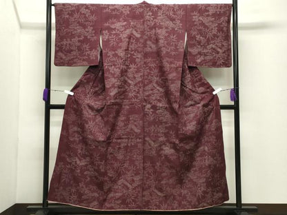 平和屋着物▼上質な紬　御所解松笹文　正絹　逸品　CABD8972gh