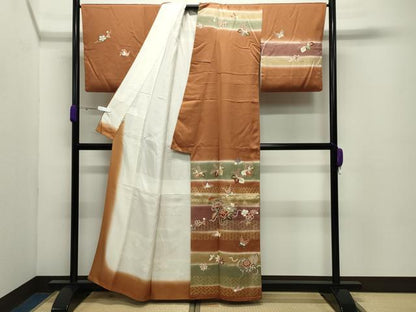 平和屋着物●創業460年・千總　訪問着　駒刺繍　桐舞蝶花文　暈し染め　金彩　伊勢丹扱い　正絹　逸品　CABD8973gh