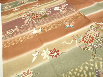 平和屋着物●創業460年・千總　訪問着　駒刺繍　桐舞蝶花文　暈し染め　金彩　伊勢丹扱い　正絹　逸品　CABD8973gh