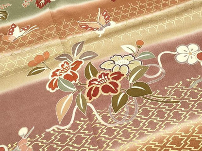平和屋着物●創業460年・千總　訪問着　駒刺繍　桐舞蝶花文　暈し染め　金彩　伊勢丹扱い　正絹　逸品　CABD8973gh