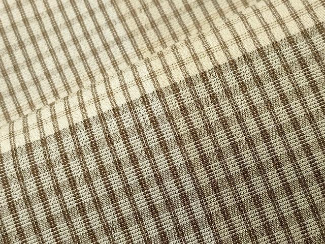 平和屋着物●上質なお召　格子柄　正絹　逸品　CABD8975gh