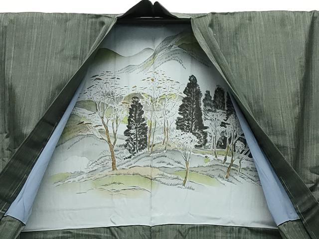 平和屋着物●男性　紬　アンサンブル　霞文　正絹　逸品　未使用　CABD8977gh