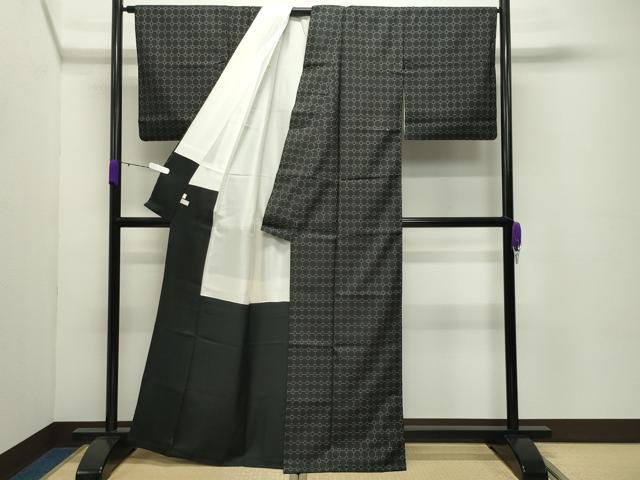 平和屋着物●本場大島紬　泥染め　幾何学文様　深田兼徳作　証紙付き　正絹　逸品　CABD8978gh