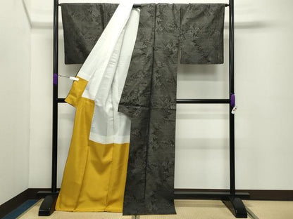 平和屋着物●本場大島紬　花唐草文　証紙付き　ロング丈　正絹　逸品　CABD8980gh