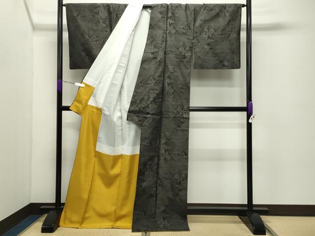 平和屋着物●本場大島紬　花唐草文　証紙付き　ロング丈　正絹　逸品　CABD8980gh